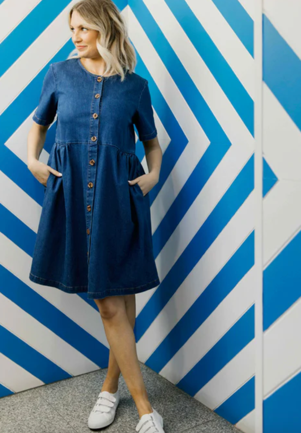 Denim smock dress hotsell