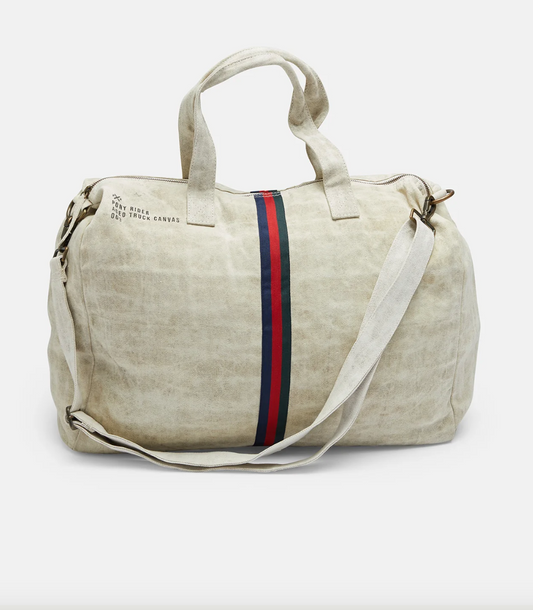 Pony Rider Escapee Overnight Bag  - Navy/green stripe